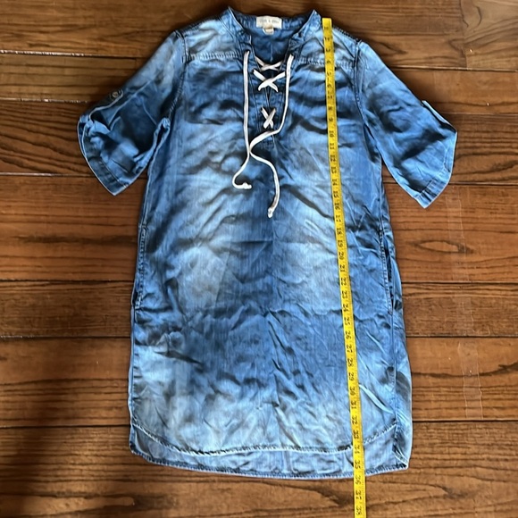 Cloth & Stone Xander Lace Up Chambray Dress Size S Tencel Lyocell Pockets - Picture 6 of 10